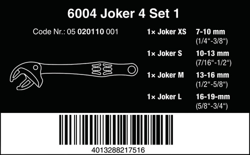 סט מפתחות מתכווננים 4 יח' JOKER בפאוץ' מבית WERA