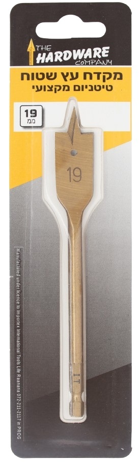 מקדח לעץ שטוח/פרפר טיטניום 19 מ"מ , 1 יח