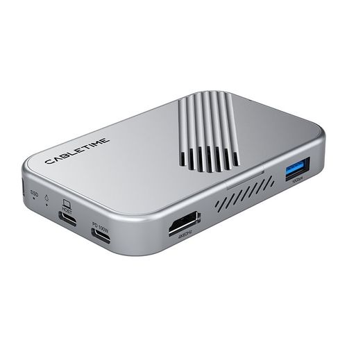 תחנת עגינה מגנטית Cabletime 7-in-1 USB-C Hub - כולל מארז NVMe SSD וטעינה 100W PD