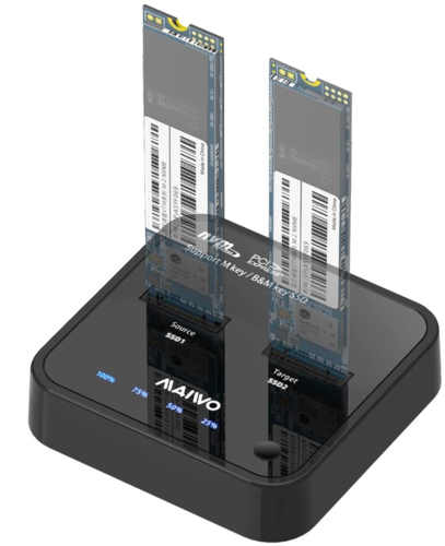 תחנת עגינה כפולה לכונני M.2 NVMe/SATA עם קורא כרטיסים – MAIWO K3016SD, מהירות 10Gbps