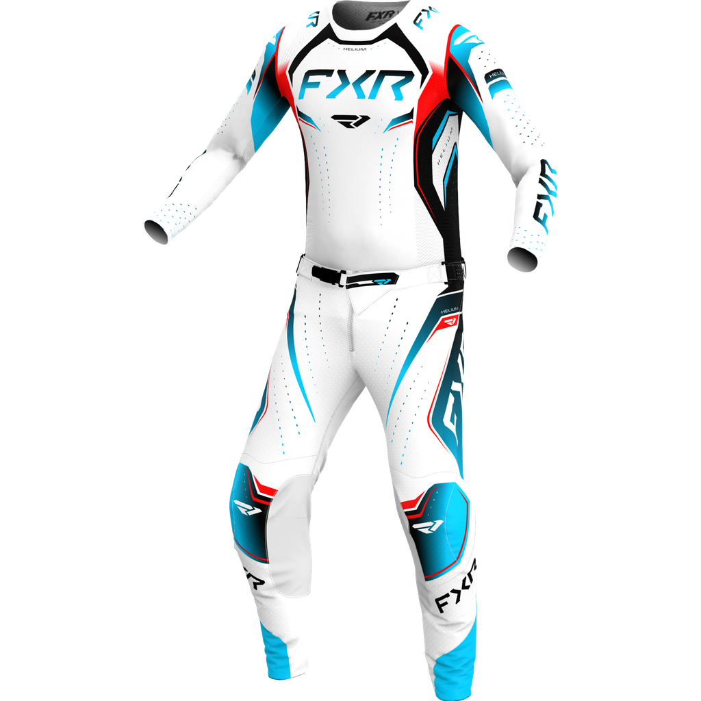 חליפת רכיבה FXR HELIUM EDGE V26 לבן\תכלת\אדום