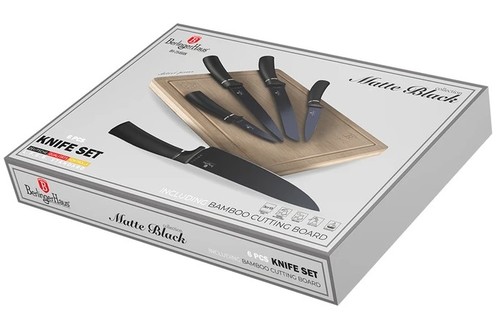 סט 5 סכינים כולל קרש חיתוך במבוק Berlinger Haus Matte Black BH2549