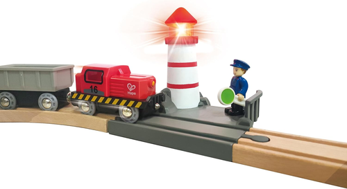 סט הובלת מטען בים וביבשה 38 חלקים עם מגדלור מאיר ואפקטים קוליים