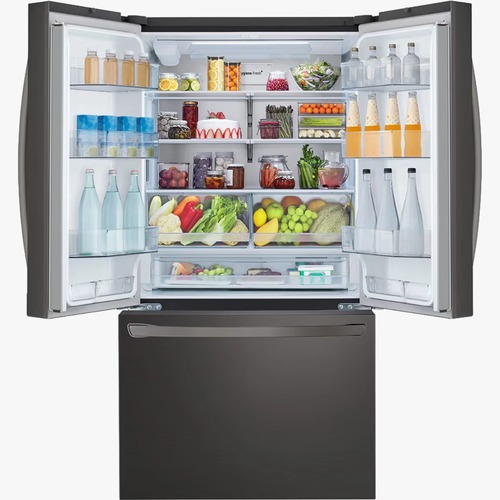 מקרר 3 דלתות מקפיא תחתון 750 ליטר LG GR-B278SE עם התקן שבת מובנה - גימור נירוסטה מושחרת