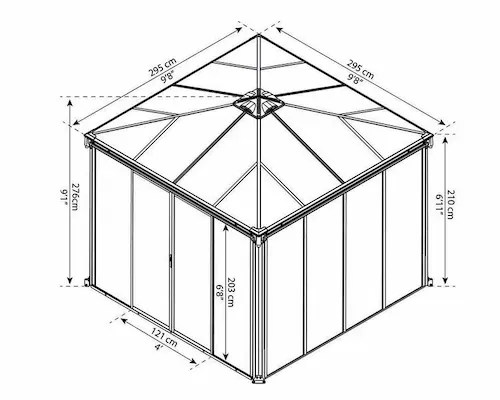 גזיבו סגור לגינה LEDRO אפור כהה 3x3 הובלה חינם 704744