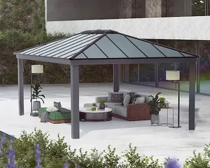 גזיבו לגינה DALLAS 4.3x6.1 רחב בצבע אפור הובלה חינם 707107