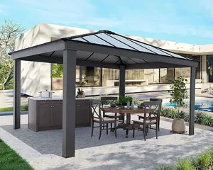 גזיבו לגינה DALLAS 4.3x4.3 רחב בצבע אפור הובלה חינם 707105