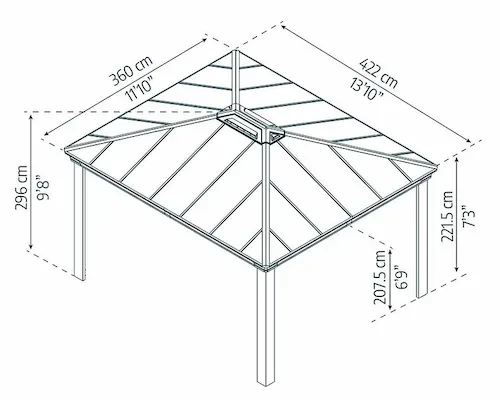 גזיבו לגינה 3.6x4.3 דגם Dallas מפואר - הובלה חינם 705938