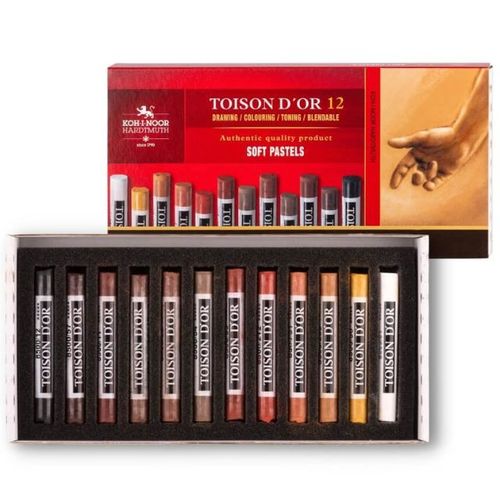 סט 12 פסטל רך Toison D'or Koh-I-Noor- גווני חומים