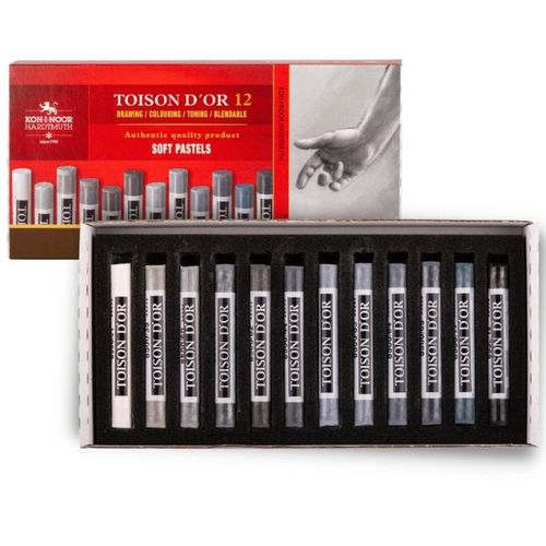 סט פסטל רך Toison D'or Koh-I-Noor- גווני אפור, לבן ושחור