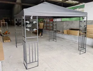 גזיבו מעוצב דגם עלים 3X3 אפור כהה