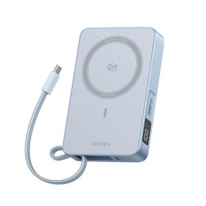 סוללת גיבוי מגנטית Ugreen 10,000mAh MagFlow טעינה Qi2 25W וכבל 30W מובנה