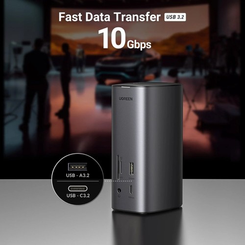 תחנת עגינה 13-ב-1 UGREEN USB-C CM555 90325 עם HDMI כפול ו-DP