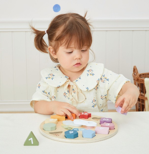 שעון עץ לימודי גיאומטרי התאמת צורות ולימוד צבעים