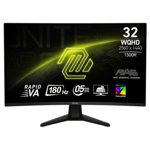 מסך מחשב גיימינג קעור 32'' MSI MAG 32CQ6F WQHD VA 180Hz 0.5ms - צבע שחור שלוש שנות אחריות ע