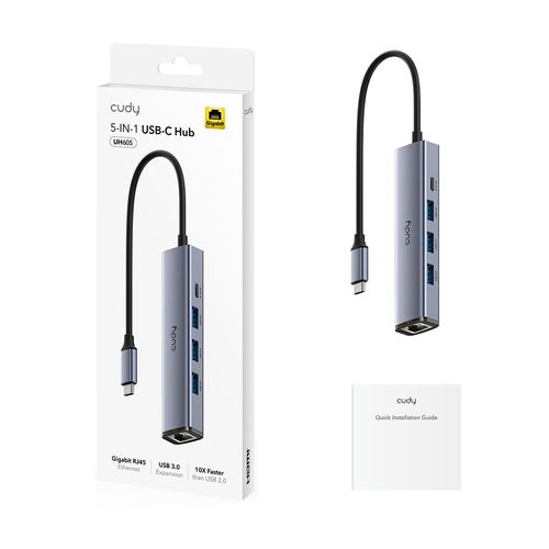 מולטי פורט 5 ב-1 Cudy USB Hub with GbE UH605