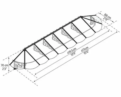 גגון LILY שחור שקוף 0.9x4.7 706805 הובלה חינם 