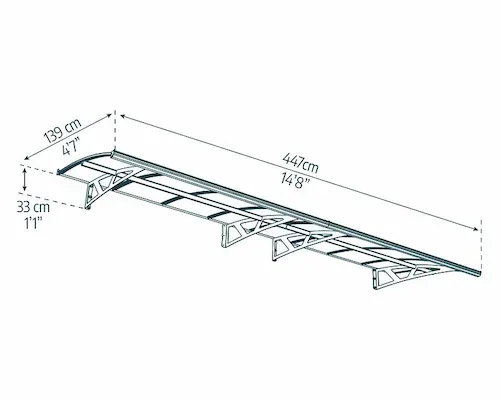 גגון AMSTERDAM אפור שקוף 1.4x4.5 הובלה חינם 705459
