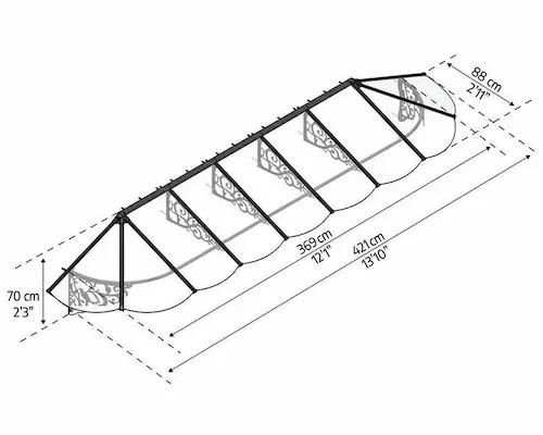 גגון LILY שחור שקוף 0.9x4.2 הובלה חינם 706804
