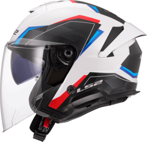 קסדת 3/4 אל אס 2 ורסו 2 לבן כחול ואדום – LS2 OF618 VERSO II Air White Blue Red