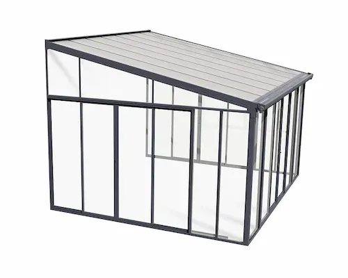 פרגולה אלומיניום סגורה SanRemo אפורה 3.9x4.4 עם קירוי שקוף-הובלה חינם 703991 