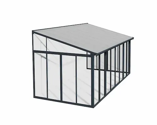 פרגולה אלומיניום סגורה SanRemo אפורה 3x5.6 עם קירוי שקוף-הובלה חינם 703990 