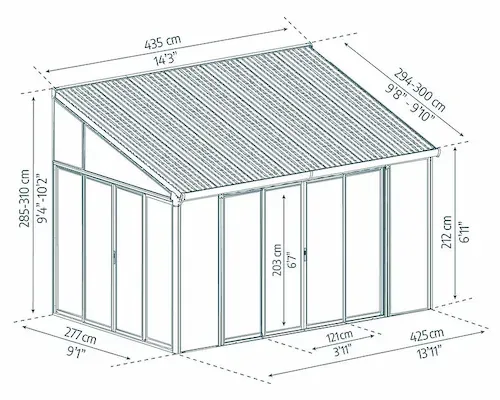 פרגולה אלומיניום סגורה SanRemo לבנה 3x4.4 עם קירוי לבן-הובלה חינם 703062