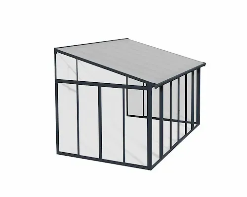 פרגולה אלומיניום סגורה SanRemo אפורה 3x4.4 עם קירוי שקוף-הובלה חינם 703708 