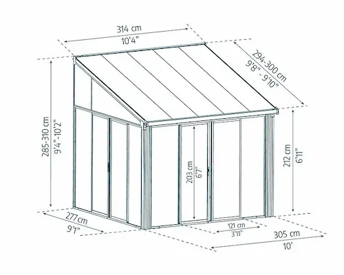 פרגולה אלומיניום סגורה SANREMO אפורה 3x3 עם קירוי שקוף הובלה חינם 706624
