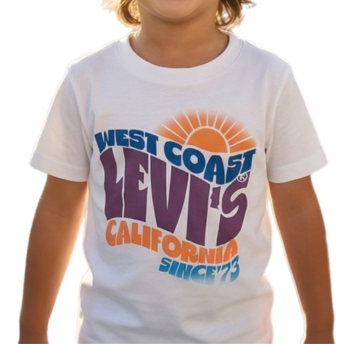 חולצה LEVIS מידות 4-16 לילדים בגוון לבן עם הדפס צבעוני