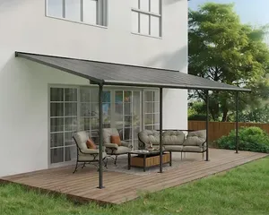 פרגולה אלומיניום Sierra אפורה 3x7.4 עם קירוי ברונזה-הובלה חינם 705334