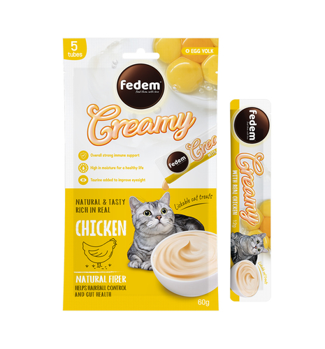 חטיפים לחתולים - Creamy בטעם עוף עם חלמון ביצה (12יח בקרטון) - 1