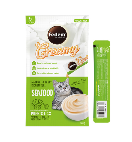 חטיפים לחתולים - Creamy בטעם פירות ים עם חלמון ביצה (12יח בקרטון) - 2
