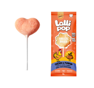 גנולרס Lallipop חטיף סוכריה על מקל בהקפאה יבשה בטעם עוף ודלעת לחתולים