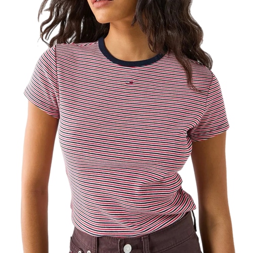 חולצה TOMMY JEANS מידות XS-XL לנשים בדוגמת פסים אדום-כחול