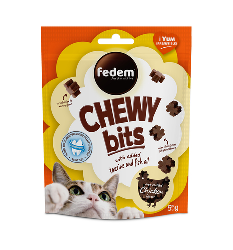 חטיפים לחתולים - Chewy Bits חטיפים בטעם עוף צלוי(18יח' בקרטון) - 1