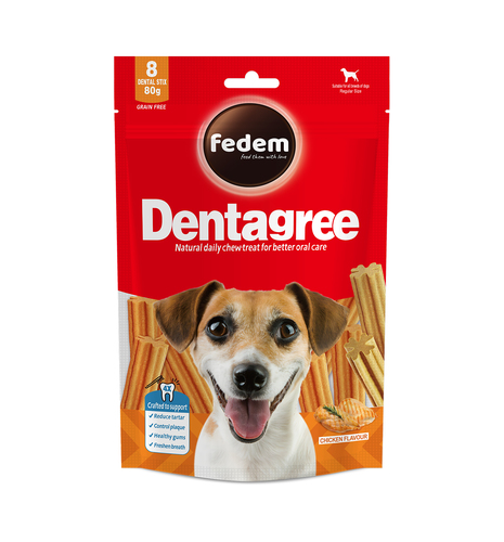 חטיפים וביסקוויטים לכלבים - Dentagree דנטל סטיקס בטעם עוף 80 גר (18 יח בקרטון) - 1