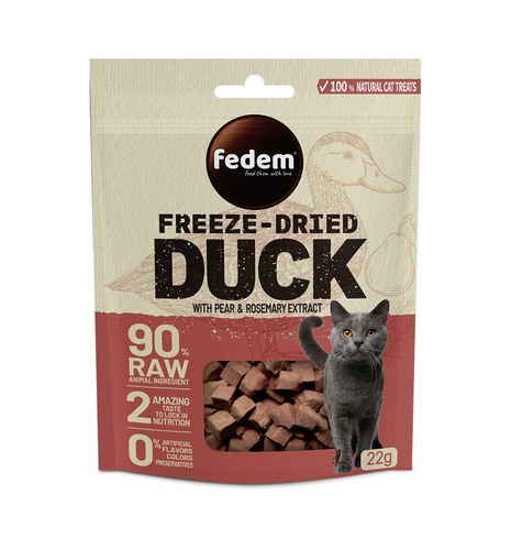 חטיפים לחתולים - Freeze-Dried חטיף ברווז ואגס מיובש בהקפאה (12יח בקרטון) - 1