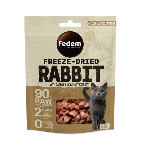 חטיפים לחתולים - Freeze-Dried חטיף ארנבת וגזר מיובש בהקפאה (12יח בקרטון) - 1