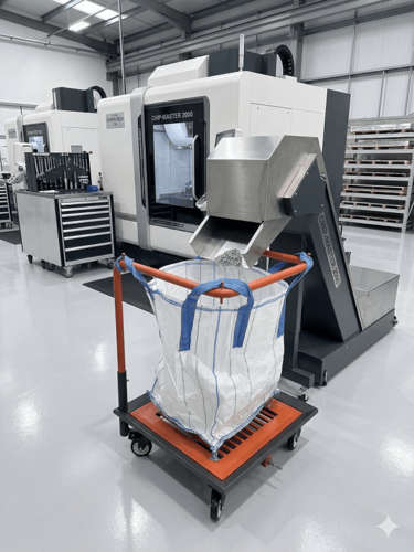 עגלת איסוף שבבים ניידת למכונות CNC עם מערכת מחזור נוזל קירור בנפח 30 ליטר