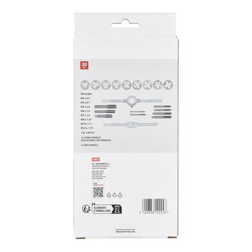 סט מברזים ומחרוקות 20 חלקים  106 KRTH01001, TAP AND DIE SET 20 PCS ברקוד 5400338122248