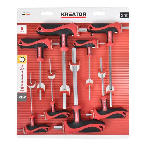 מפתח אלן משושה עם ידית טי- 8 יחידות,  106 KRTH22005, 	HEX KEY T-HANDLE - 8 PCS	ברקוד 5400338123207
