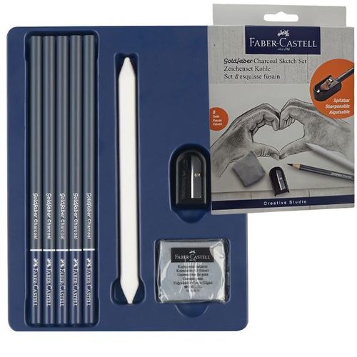 סט 8 חלקים לרישום פחם Goldfaber Faber-Castell