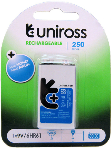 סוללה נטענת Uniross 9V 250mAh