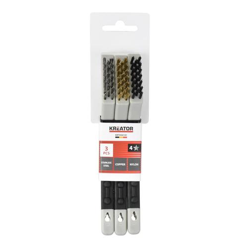 מברשת זיפי ברזל- ידית TPR - שלוש יח'  106 KRTH50101, WIRE BRUSH TPR - 3 PCS, ברקוד 5400338125966