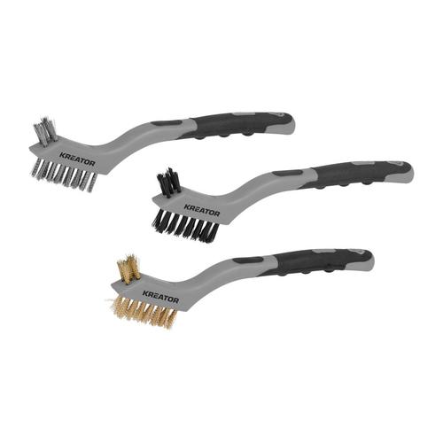 מברשת זיפי ברזל- ידית TPR - שלוש יח'  106 KRTH50101, WIRE BRUSH TPR - 3 PCS, ברקוד 5400338125966
