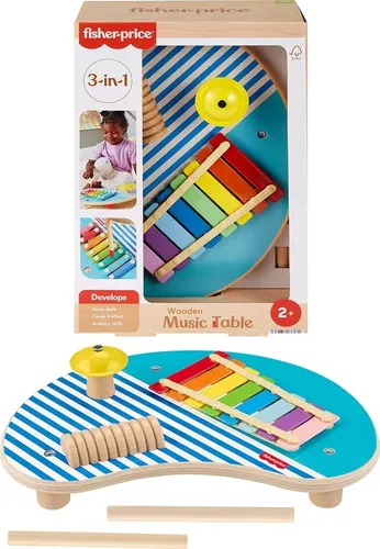 Fisher Price - שולחן מוזיקלי מעץ 3 ב-1