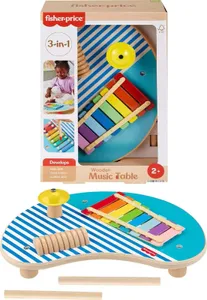 Fisher Price - שולחן מוזיקלי מעץ 3 ב-1