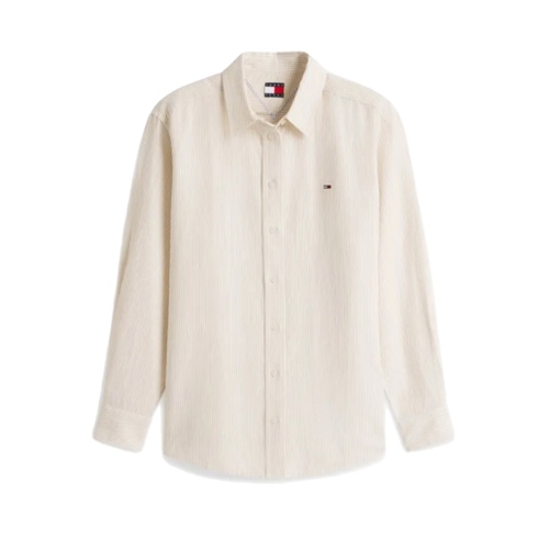 חולצה מכופתרת TOMMY JEANS מידות XS-L לנשים בגוון שמנת קורדרוי