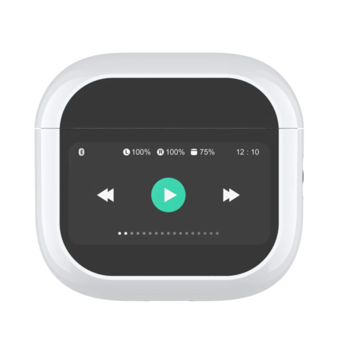 אוזניות Miracase MTWS190 לבן Bluetooth מתקדמות עם מסך חכם ונרתיק טעינה
